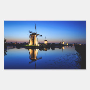 Windmills at Blue Hour rectangular sticker