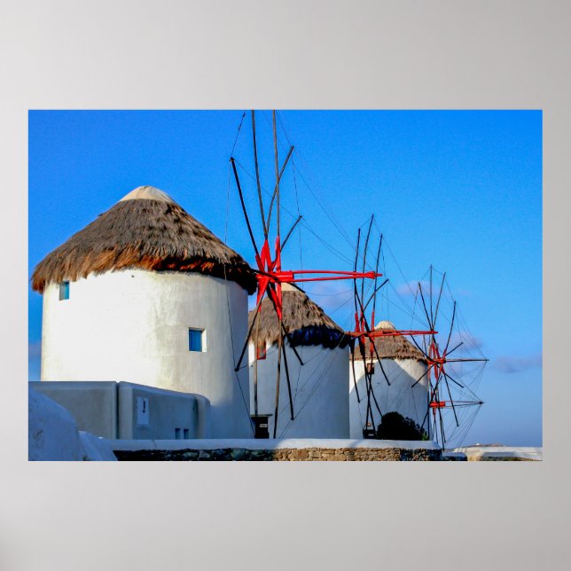 Windmills at Mykonos Town Poster (Front)