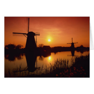 Windmills at sunset, Kinderdijk, Netherlands