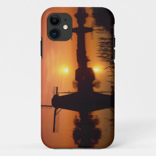 Windmills at sunset, Kinderdijk, Netherlands iPhone 11 Case