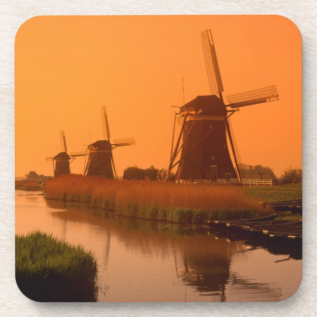 Windmills at sunset, Leidschendam, Netherlands Coaster (Front)