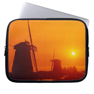 Windmills at sunset, Schermerhorn, Netherlands Laptop Sleeve