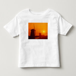 Windmills at sunset, Schermerhorn, Netherlands Toddler T-Shirt