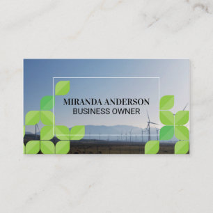 Windmills Country Side Green Leaf Pattern Business Card