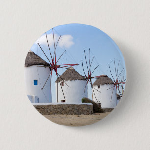 Windmills in Mykonos 6 Cm Round Badge