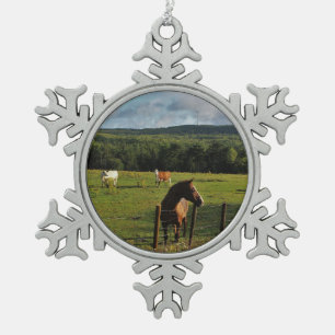 Windmills in the Distance Snowflake Pewter Christmas Ornament