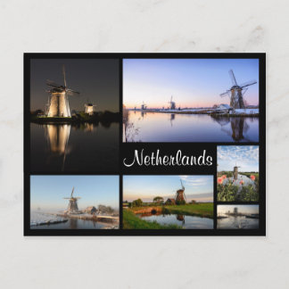 Windmills in the Netherlands collage postcard
