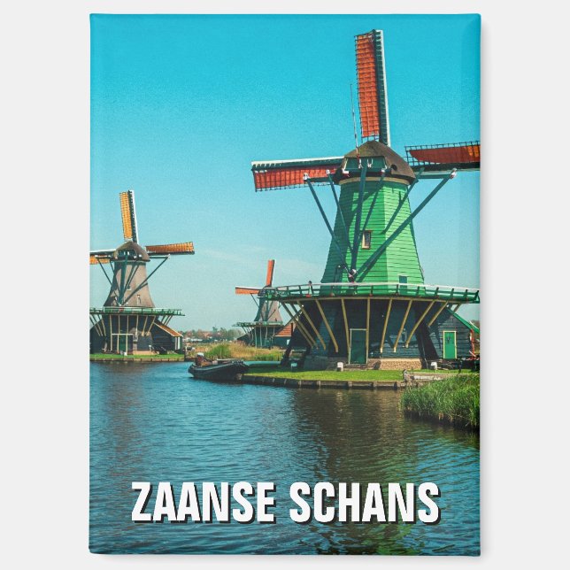 Windmills in Zaanse Schans Netherlands Magnet (Front)