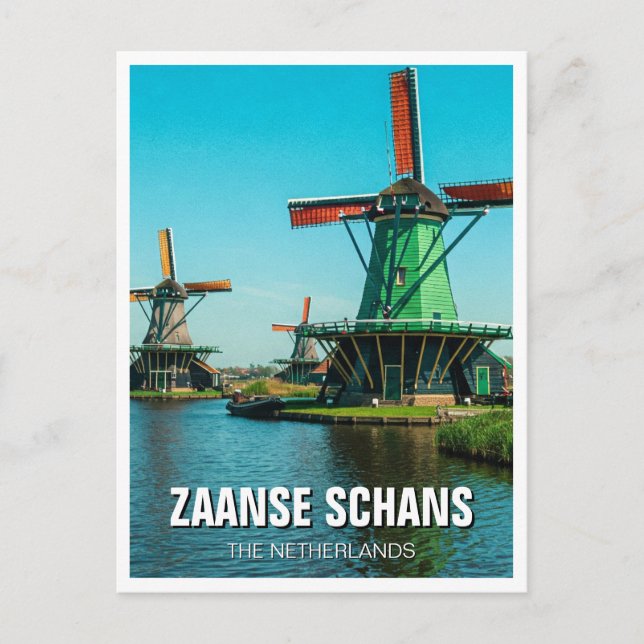 Windmills in Zaanse Schans Netherlands Postcard (Front)