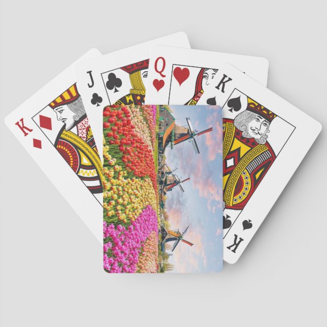 Windmills, Keukenhof, Netherlands Playing Cards (Back)