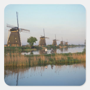 Windmills, Kinderdijk, Netherlands Square Sticker