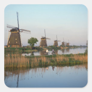 Windmills, Kinderdijk, Netherlands Square Sticker