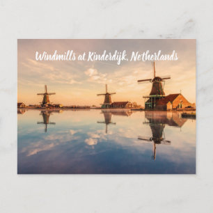 Windmills Kinderdijk Netherlands stylised Postcard