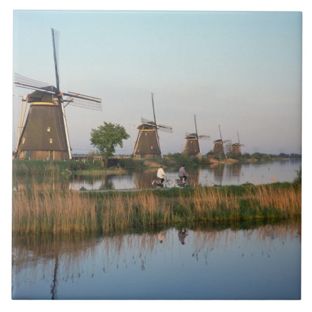 Windmills, Kinderdijk, Netherlands Tile (Front)