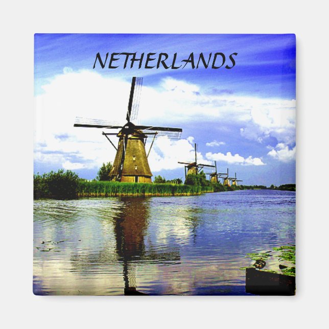 WINDMILLS OF KINDERDIJK, NETHERLANDS MAGNET (Front)