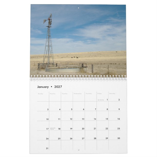 Windmills of Western Kansas Calendar (Jan 2027)