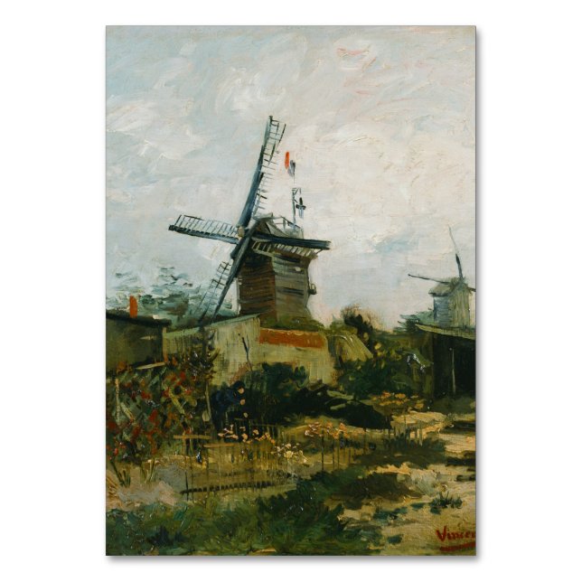 Windmills on Montmartre by Vincent Van Gogh Table Number (Front)