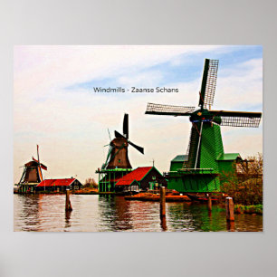 Windmills-Zaanse Schans Poster