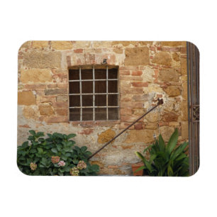 Window and ancient stone wall, Pienza, Italy Magnet