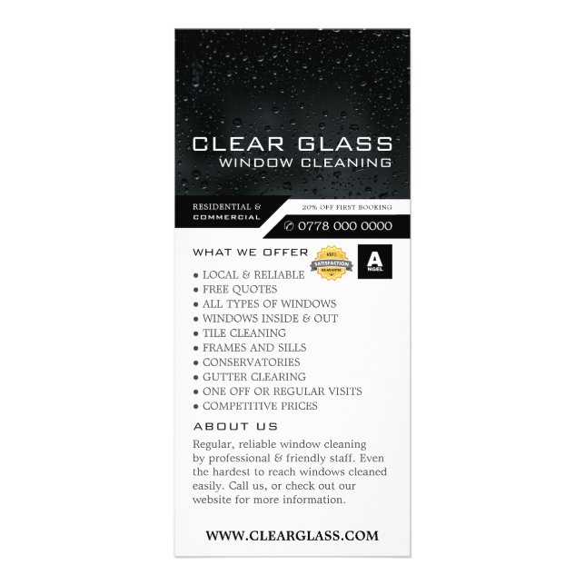 Window at Night, Cleaning Service Price List Rack Card (Front)