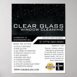 Window at Night, Window Cleaning Advertising Poster