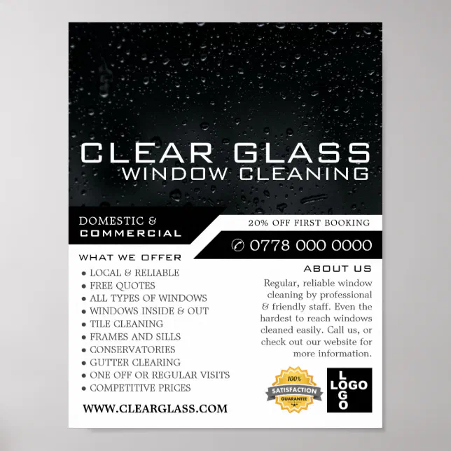 Window Cleaning Adds Window at Night, Window Cleaning Advertising Poster | Zazzle