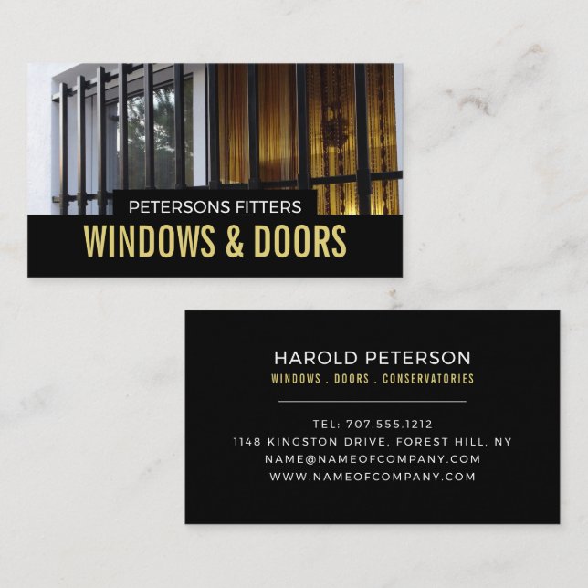 Window & Bars, Window & Door Fitter Company Business Card (Front/Back)