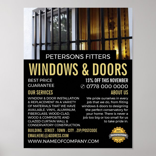 Window & Bars, Window & Door Fitter Company Poster (Front)