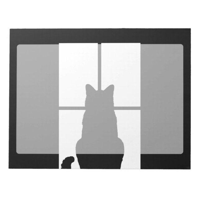 Window Black Cat Click to Customise a colour decor Notepad (Front)