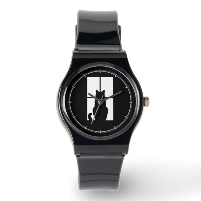 Window Black Cat Click to Customise a colour decor Watch (Front)