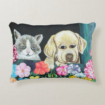 Window Box Pets Pillow, Cotton