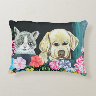 Window Box Pets Pillow, Cotton Decorative Cushion