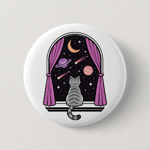 Window Cat 6 Cm Round Badge