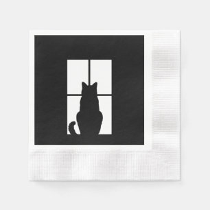 Window Cat Click to Customise Colour Background Napkin