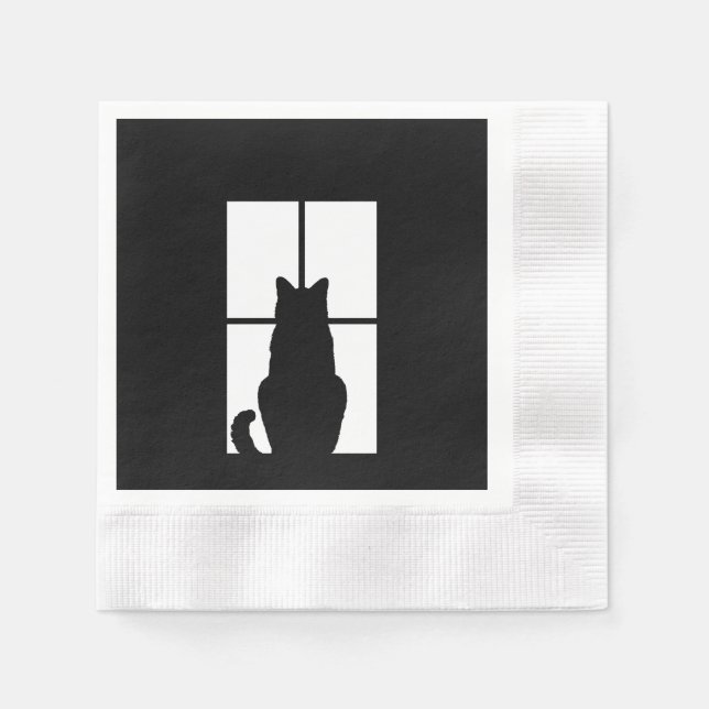 Window Cat Click to Customise Colour Background Napkin (Front)
