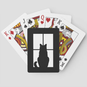 Window Cat Click to Customise Colour Background Playing Cards