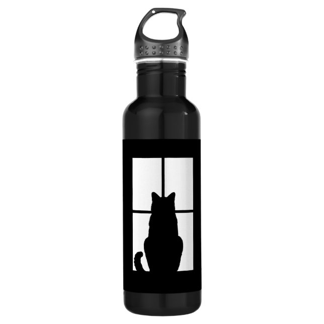 Window Cat Click to Customise Colour Decor 710 Ml Water Bottle (Front)