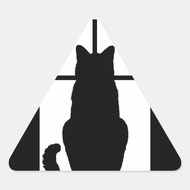 Window Cat Click to Customise Colour Decor Triangle Sticker (Front)