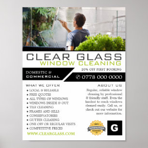 Window Cleaner, Cleaning Service Advertising Poster