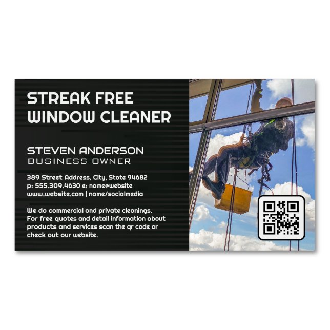 Window Cleaner | Office Building Magnetic Business Card (Front)
