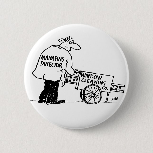 Window Cleaner with Window Cleaning Cart 6 Cm Round Badge (Front)