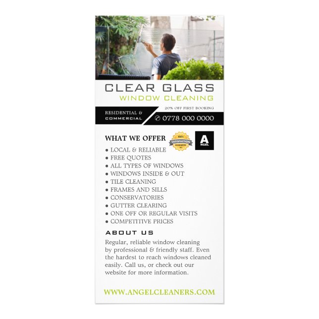 Window Cleaners, Cleaning Service Price List Rack Card (Front)