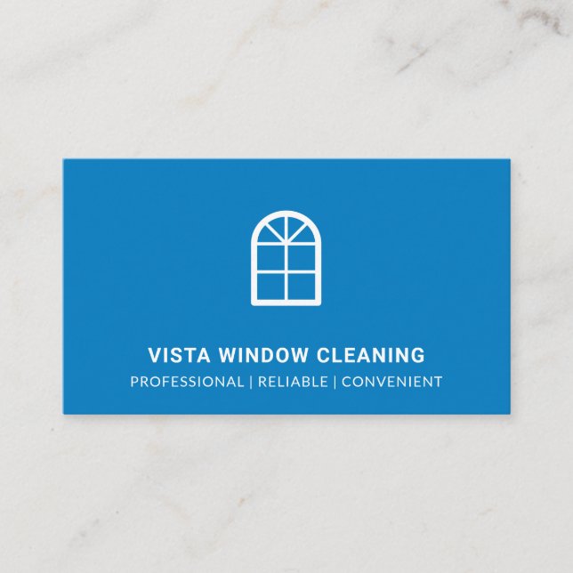 Window Cleaning Arched Window Modern Blue Business Card (Front)