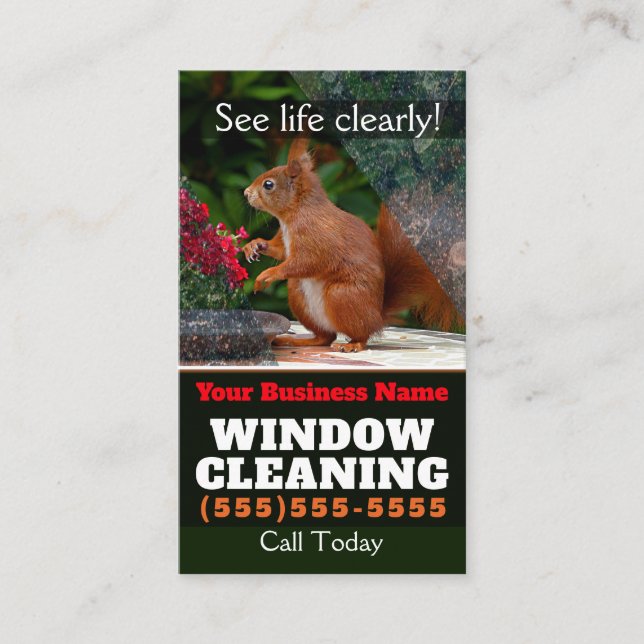 WINDOW CLEANING Business customisable advertising Card (Front)