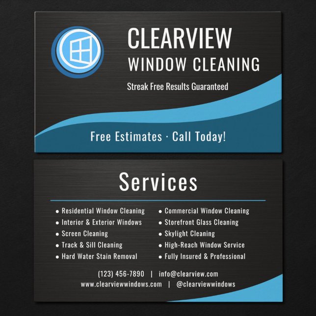 Window Cleaning Metallic Business Card (Creator Uploaded)