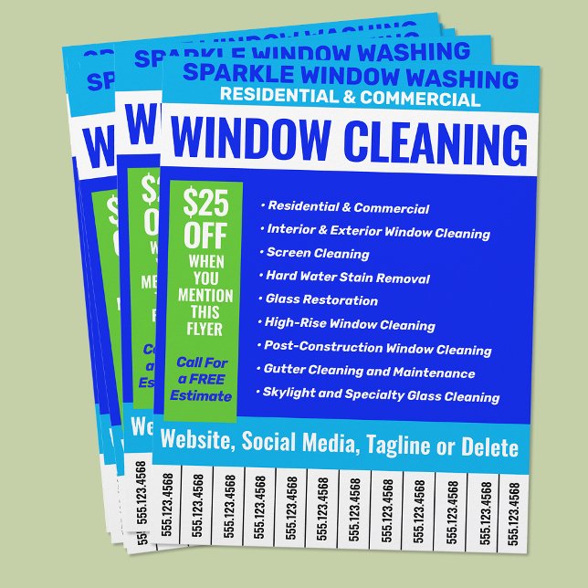 Window Cleaning Phone Numbers Flyer (Creator Uploaded)