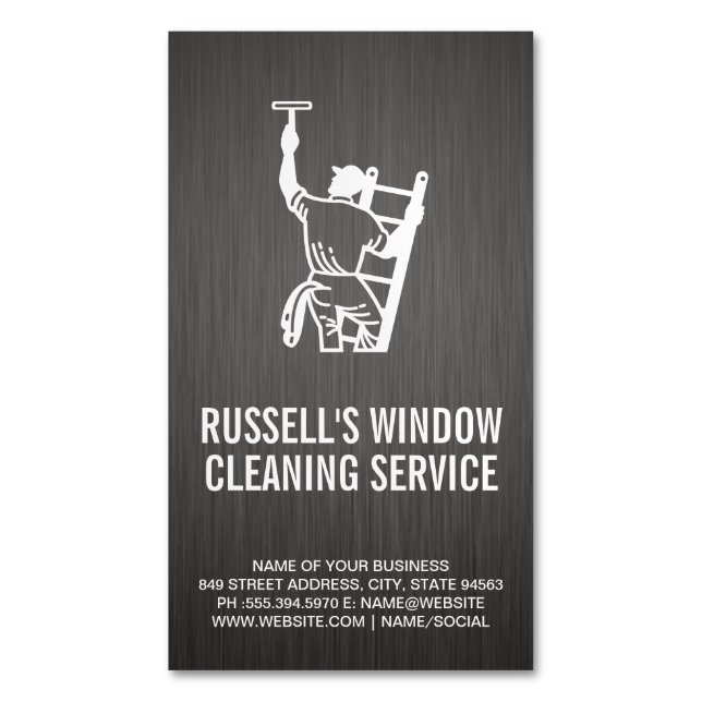 Window Cleaning Service Magnetic Business Card (Front Vertical)