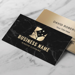 Window Cleaning Service Modern Black & Gold Business Card