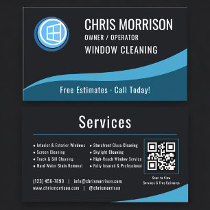 Window Cleaning Service QR Code Business Card