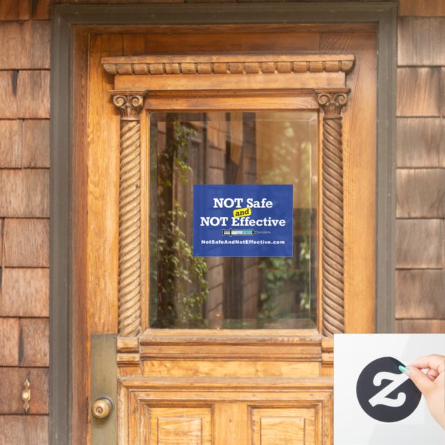 Window Cling - 11 x 8" with blue background. (Home Door)